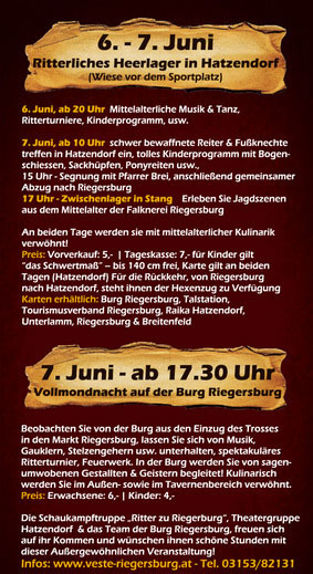 Mittelalterfest Riegersburg 2009  -Programm