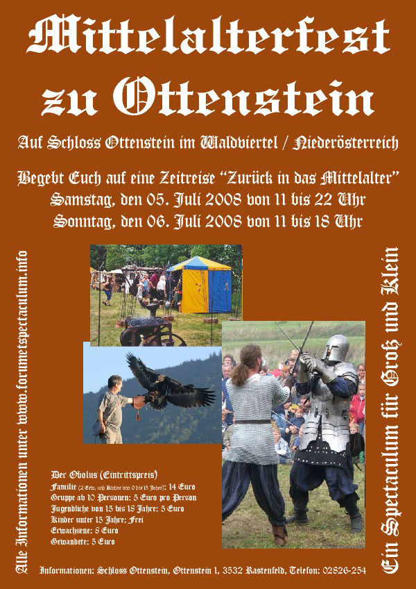 Flyer Mittelalterfeste 2008 - www.mittelalterfeste.com